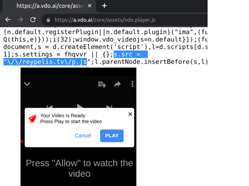 Malvertising served through VOD.AI