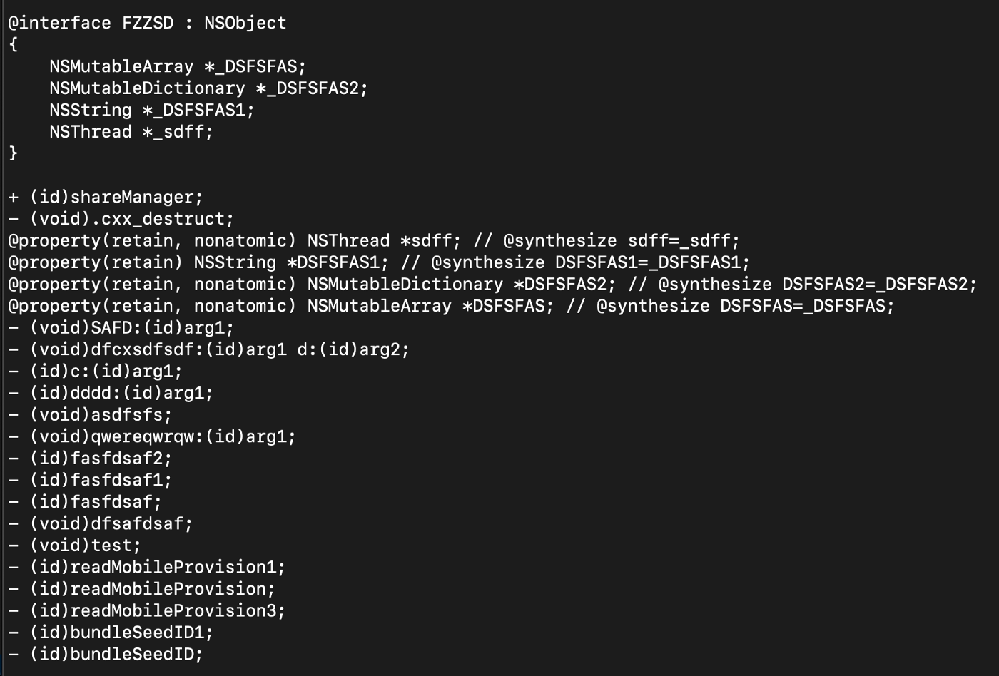 Backdoor code can be seen via class-dump