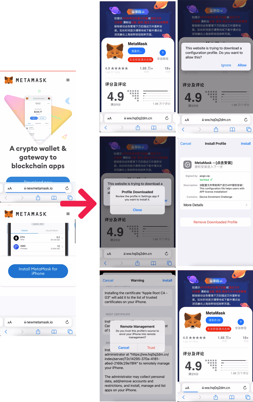 Fake wallet installs