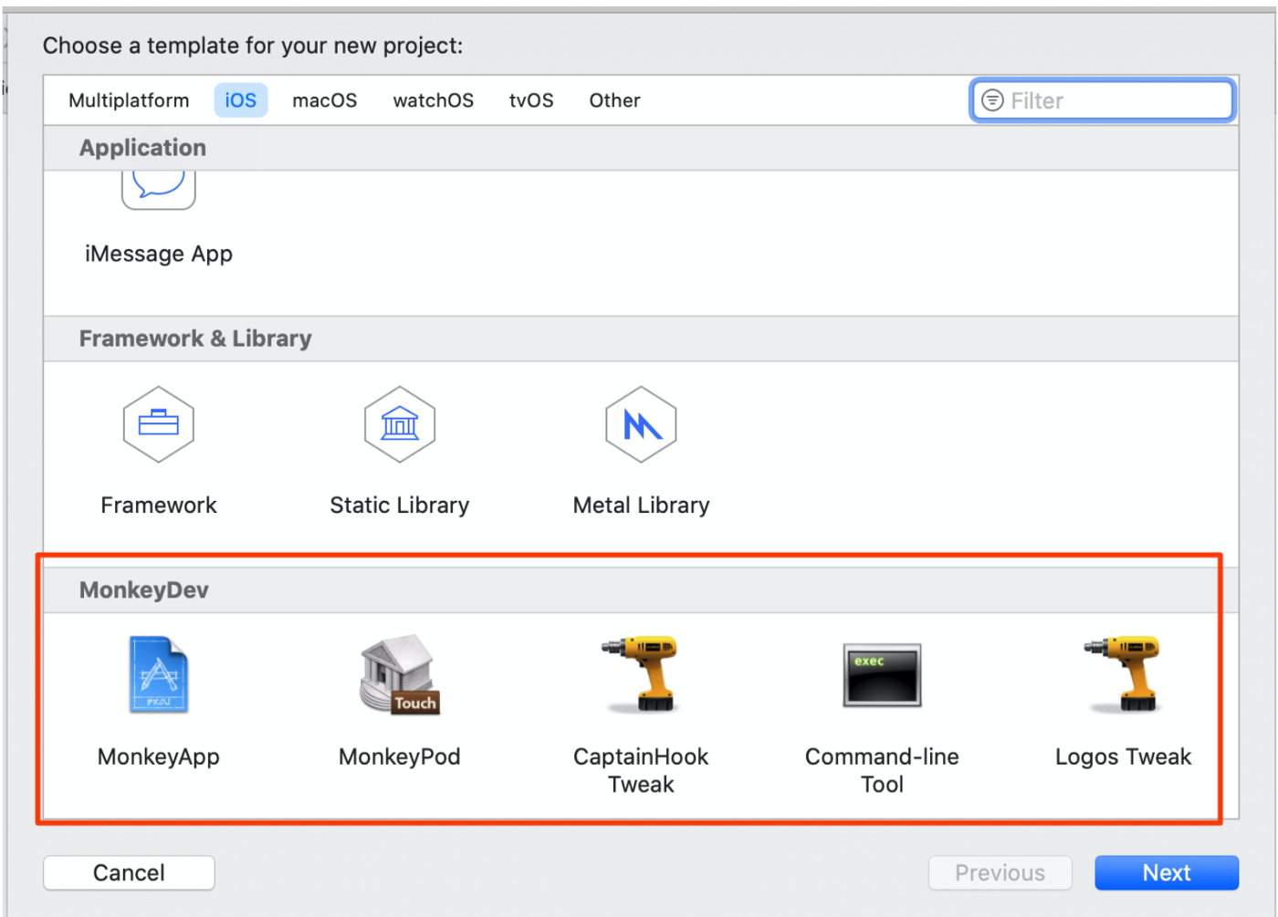 MonkeyDev xcode template
