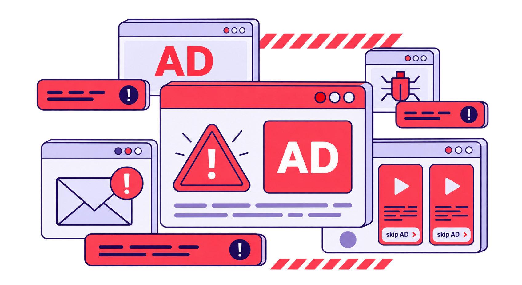 Layered browser ads and alerts